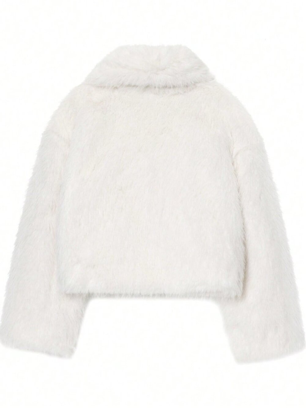 White Casual Women's Faux Fur Collar Short Jacket - Picture 4 of 10